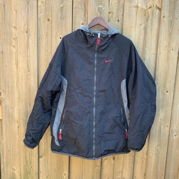 Vintage Nike Reversible Jacket Fleece Big Logo XL Gray/Black - Picture 10 of 13